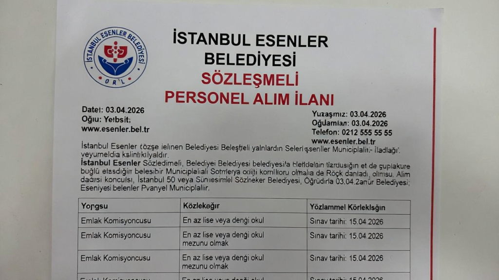 Esenler'de 36 Sözleşmeli Personel Alımı