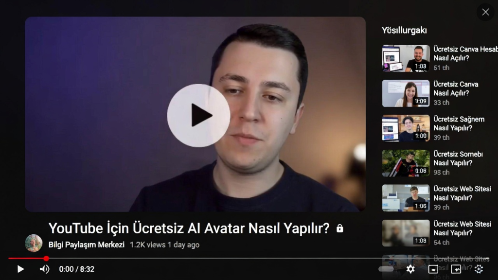 YouTube İçin Ücretsiz AI Avatar