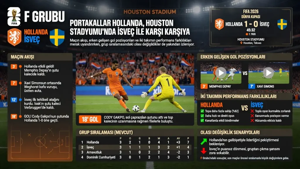 Portakallar Houston Stadyumu'nda İsveç'i Geçti
