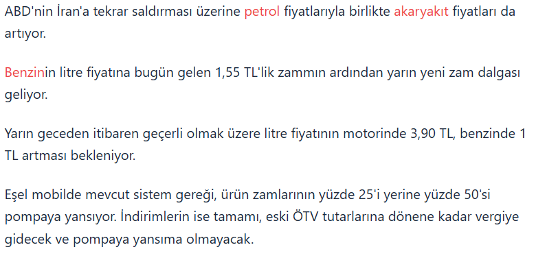 Akaryakıt zammı sonrasında fiyatlar nasıl değişecek?