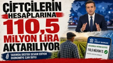110,5 milyon lira tarımsal destek çiftçilerin hesaplarına aktarılıyor