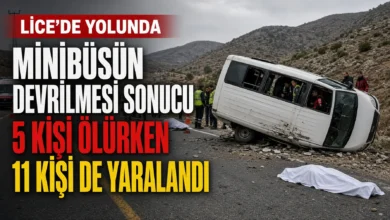 Diyarbakır Lice yolunda minibüsün devrilmesi sonucu 5 kişi ölürken 11 kişi de yaralandı