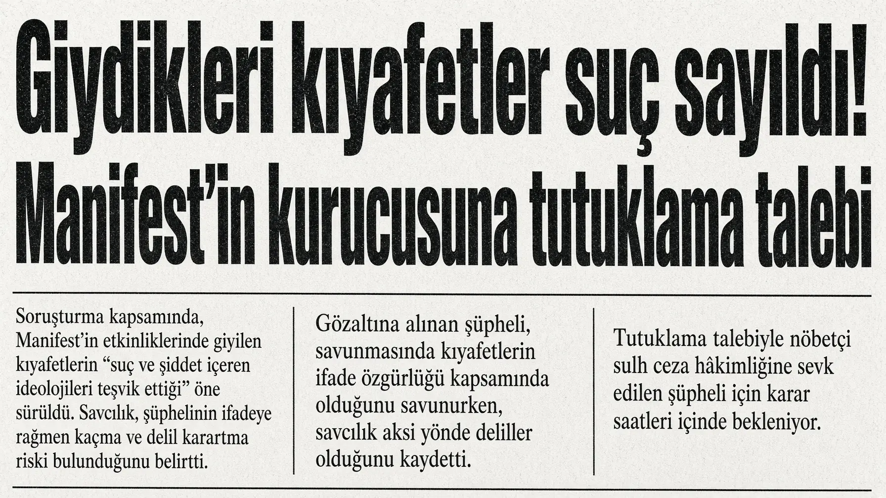 Manifest kurucusu tutuklandı sahne kıyafeti tartışması alevlendi