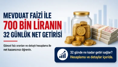 Mevduat faizi ile 700 bin liranın 32 günlük net getirisi güncellendi